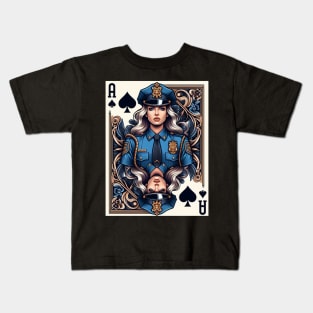 Policeman Playing Card Ace of Spades Kids T-Shirt